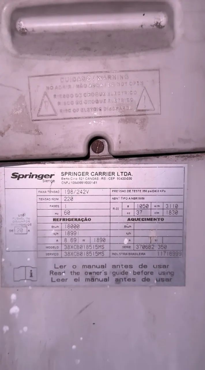 AR CONDICIONADO SPRINGER SPLIT - 18000BTU - FUNCIONANDO! - Foto 2