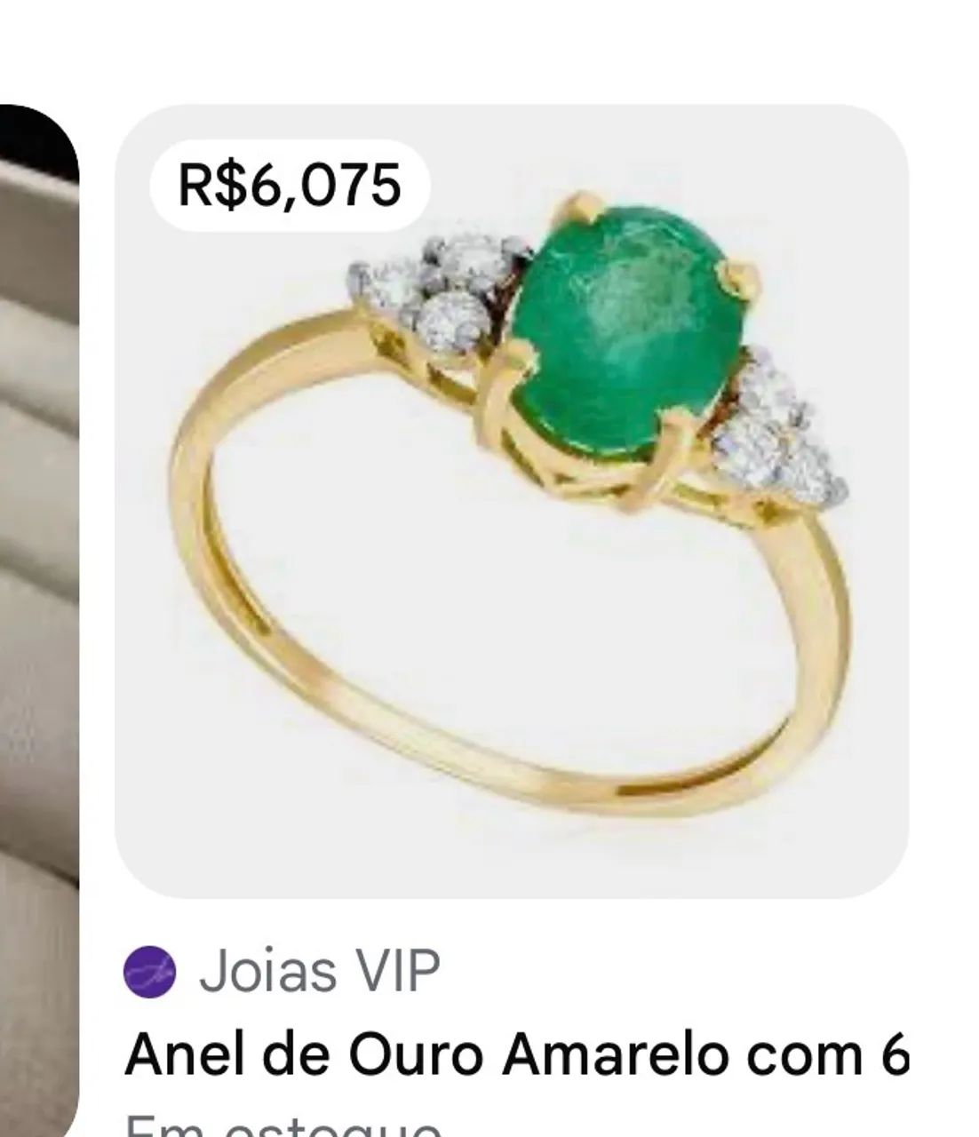 Anel ouro 18k com diamantes e esmeralda  - Foto 3