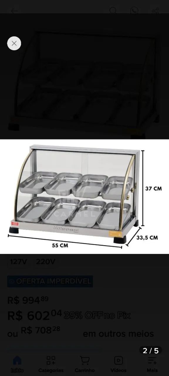 Estufa dupla 220V 8 bandejas $390,00  - Foto 5