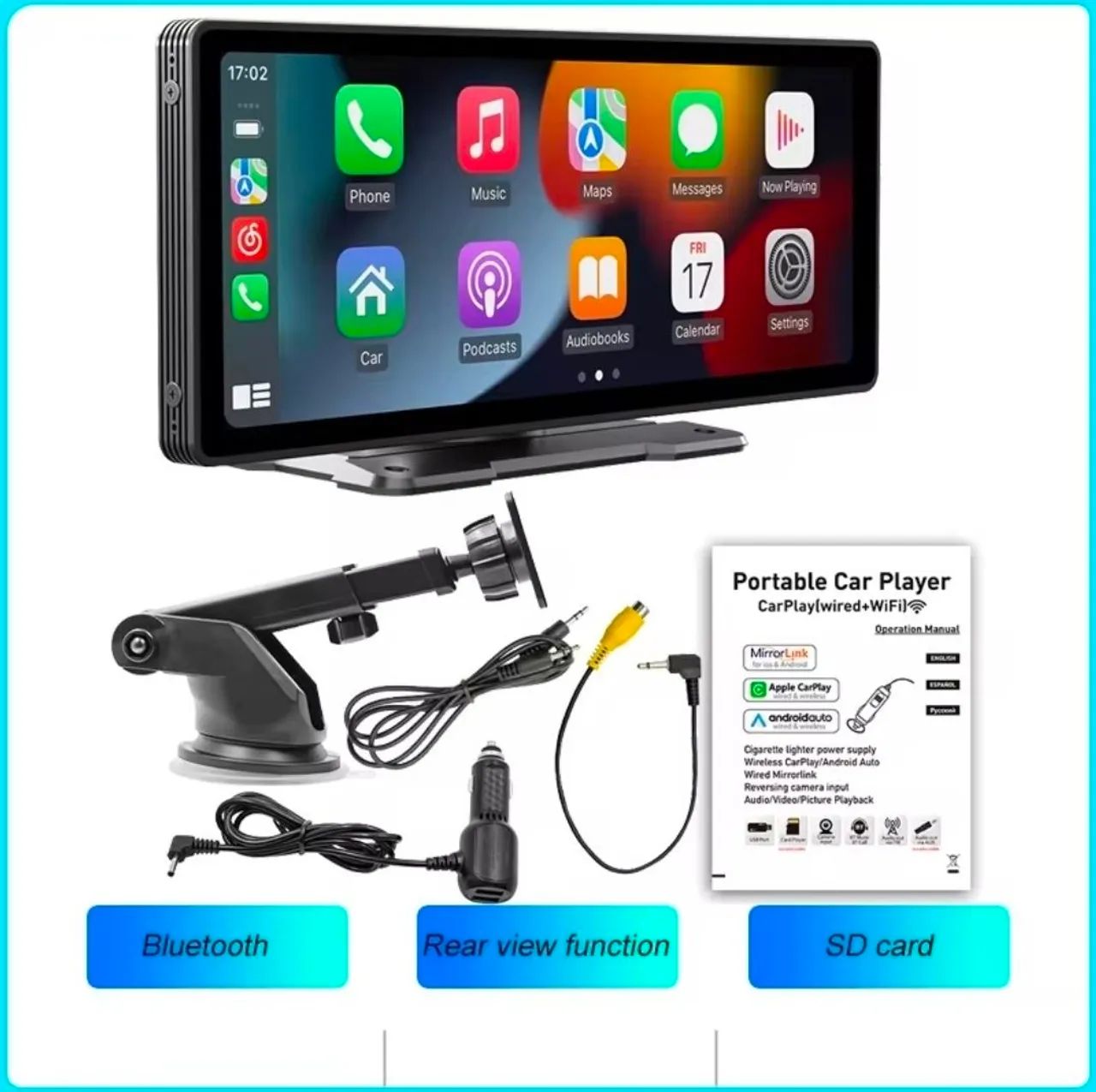 Central Multimídia Universal 10.26 polegadas Android Auto e Apple Carplay sem fio - Foto 5