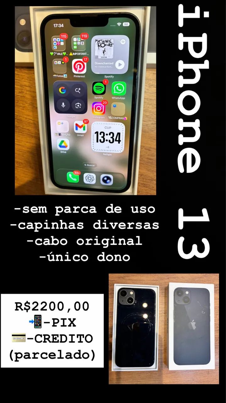 IPHONE 13 sem marca de uso + capinhas  - Foto 4