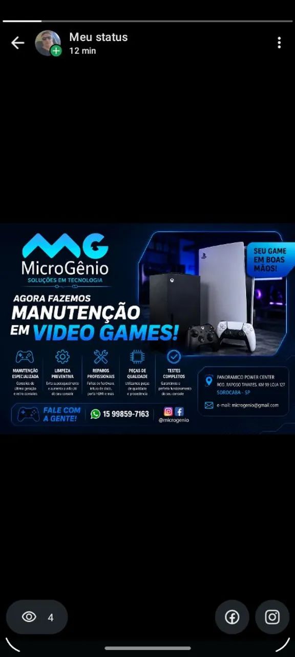 Manutenção em vídeo game 