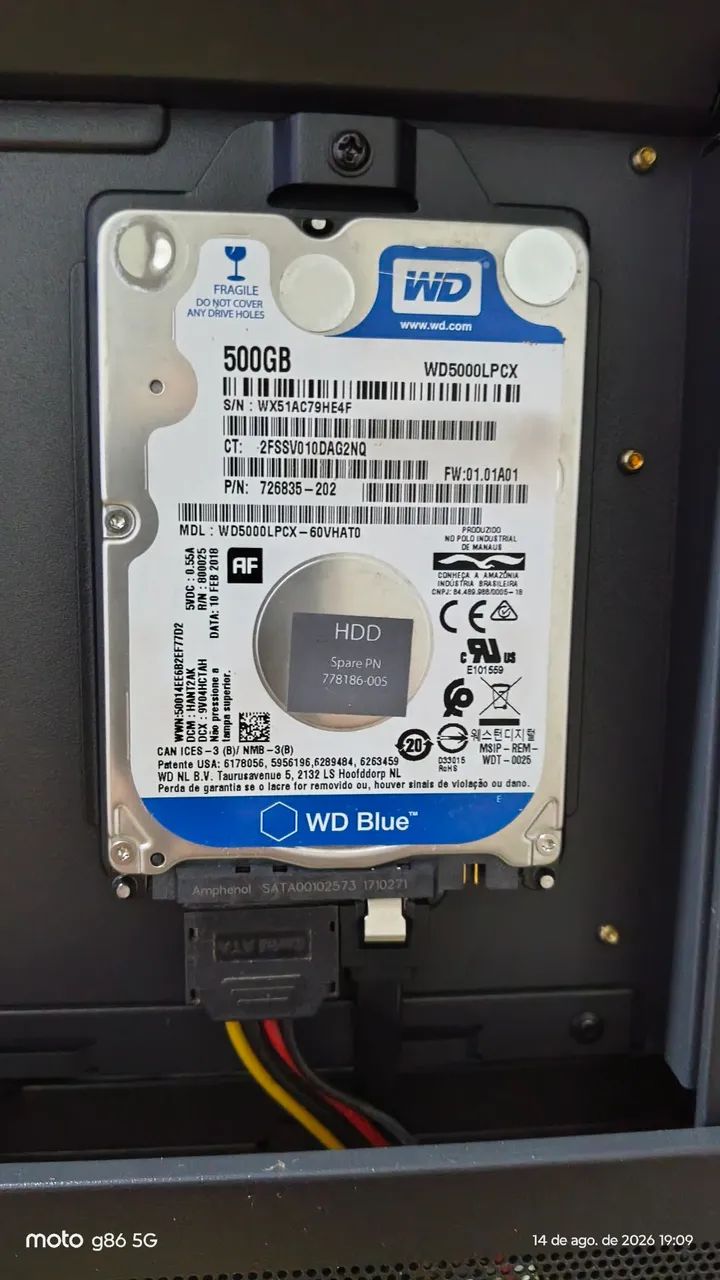 HD de notebook 500gb funcionando perfeitamente sem nenhum defeito 