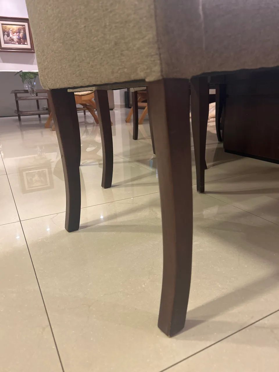 Conjunto 8 cadeiras de jantar estofadas - tecido novo - Foto 4