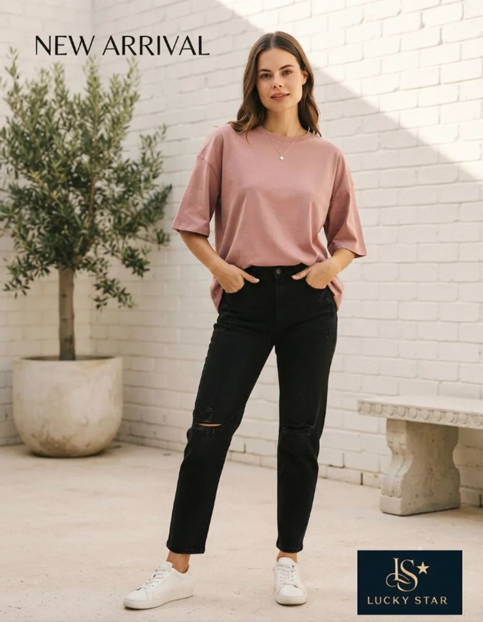 CAMISA OVERSIZED ROSÉ 100% ALGODAO LUCKY STAR - Foto 2