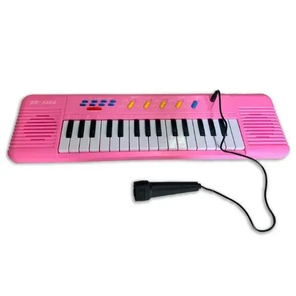 Teclado Musical Infantil com Microfone Karaokê 32 Teclas Rosa - Foto 3