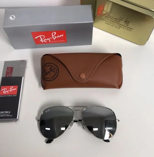 óculos de sol ray ban aviador prata - Foto 4