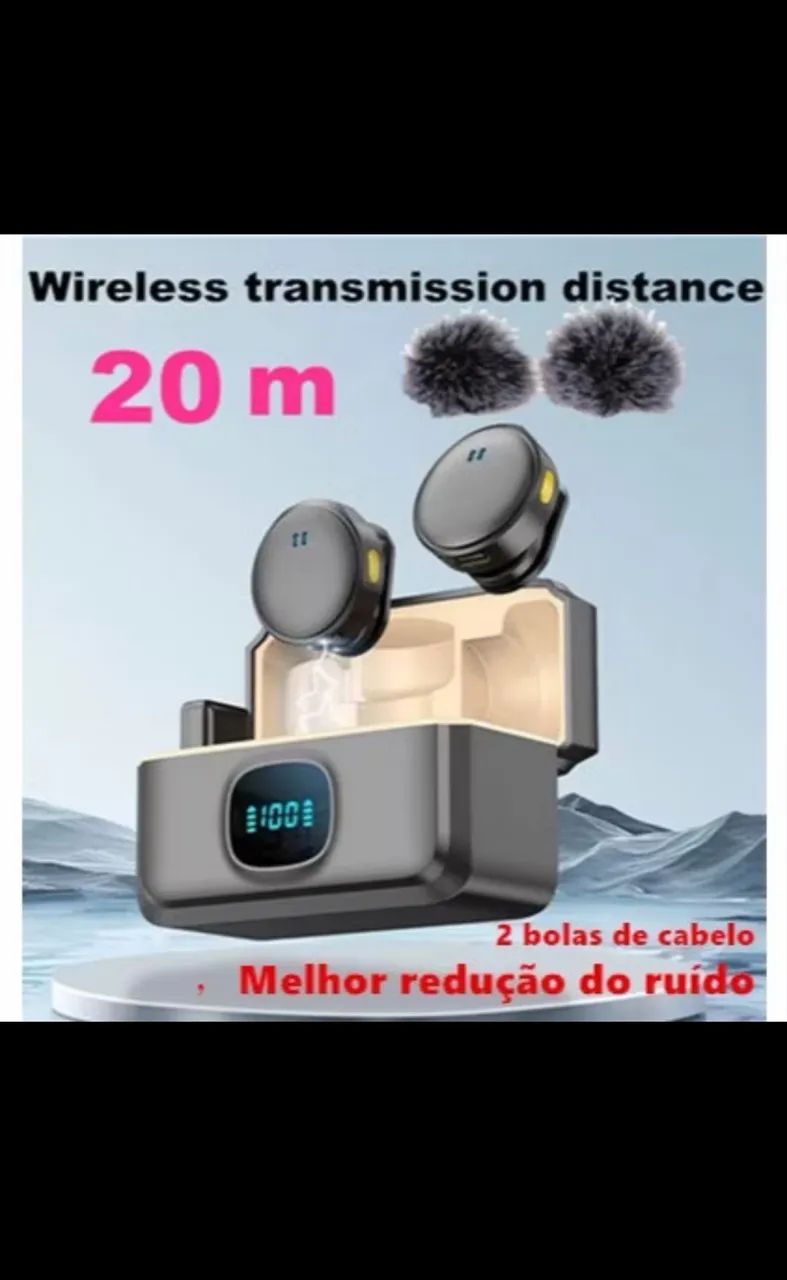 Microfone sem fio com redução de ruído bola de pelo Mini microfone  - Foto 5