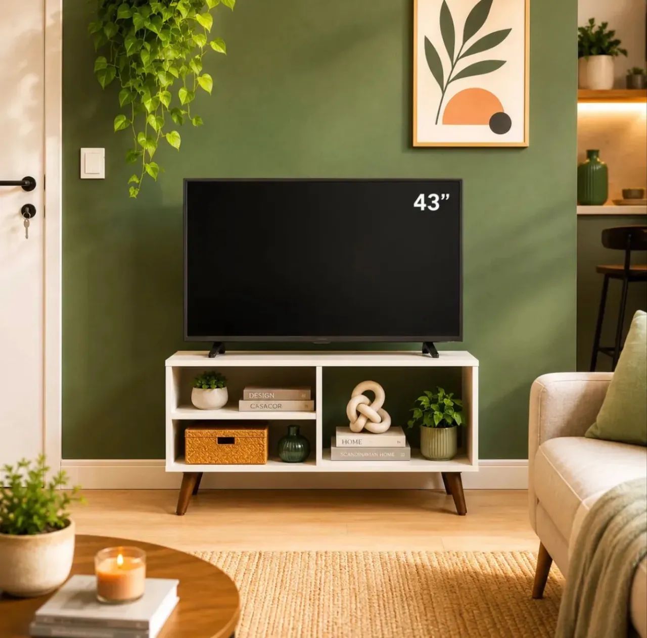 Rack Prateleira Bancada Sala Tv Pé Retro 90cm Tv Até 43 polegadas - Foto 3