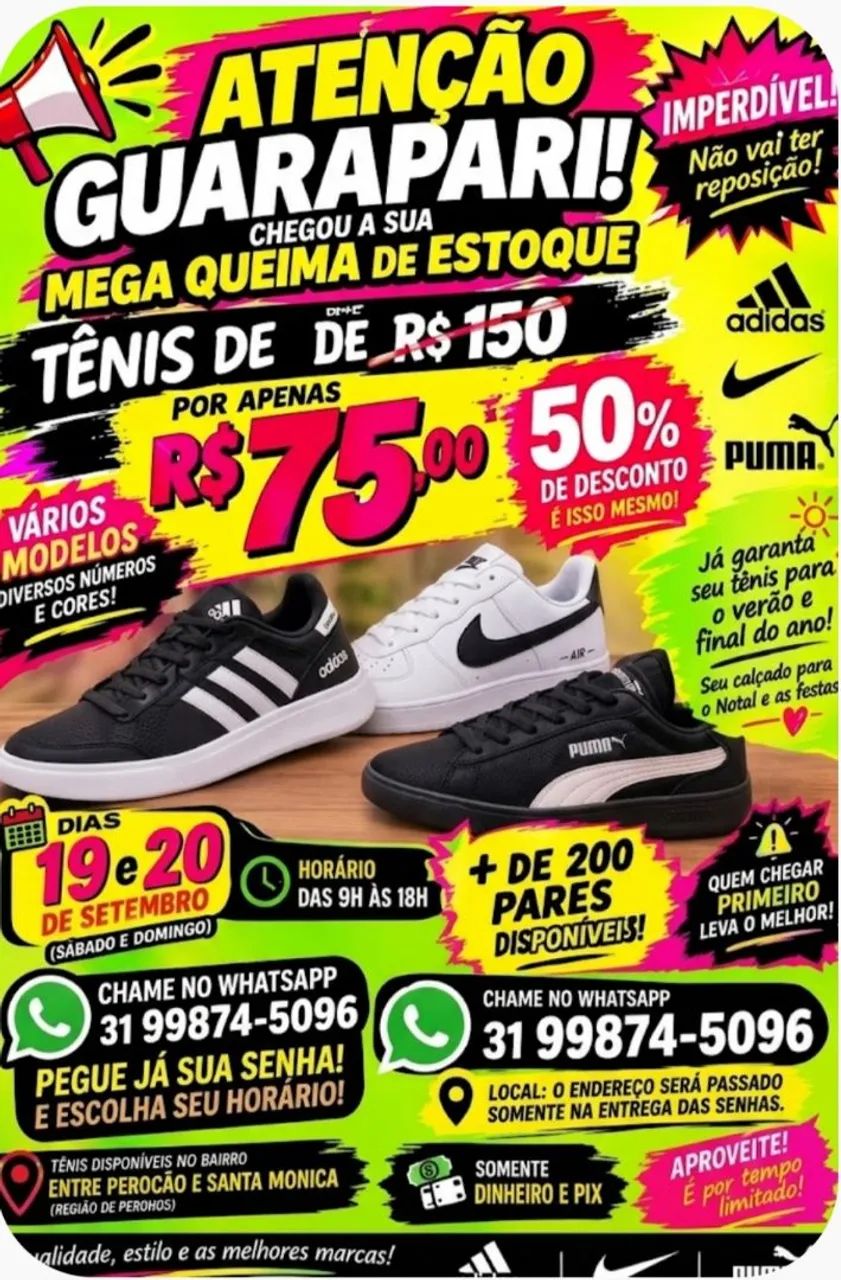 Tênis na promoção 