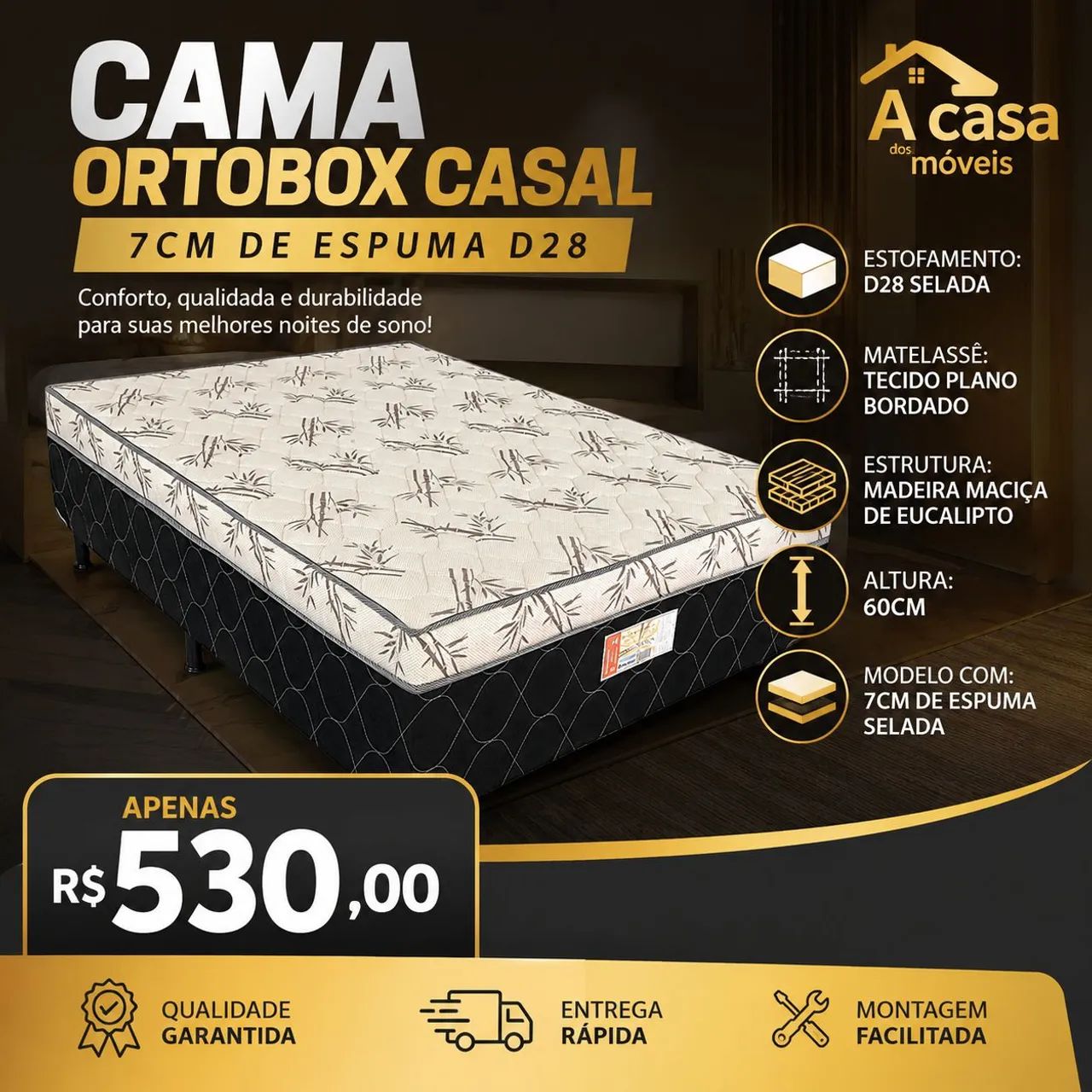 Cama ortobox casal 7cm 