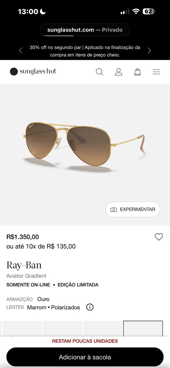 Óculos Ray Ban original - Aviator Gradient -  marrom - Polarizado - Foto 5