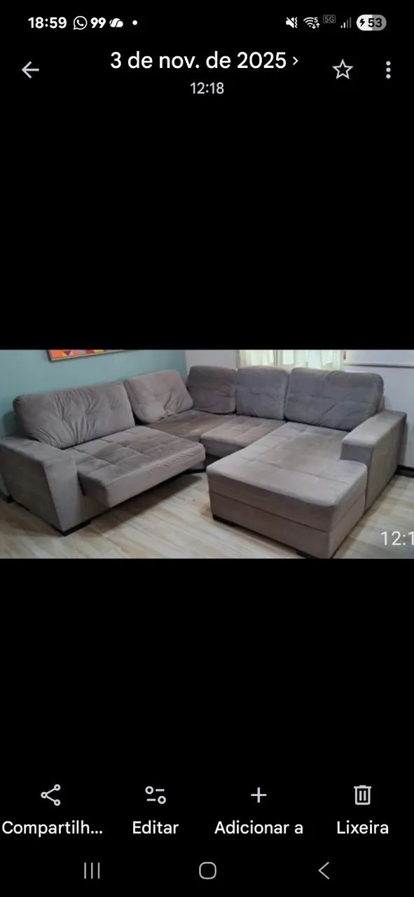 Sofá modular grande, com cheise e modulos retratéis 