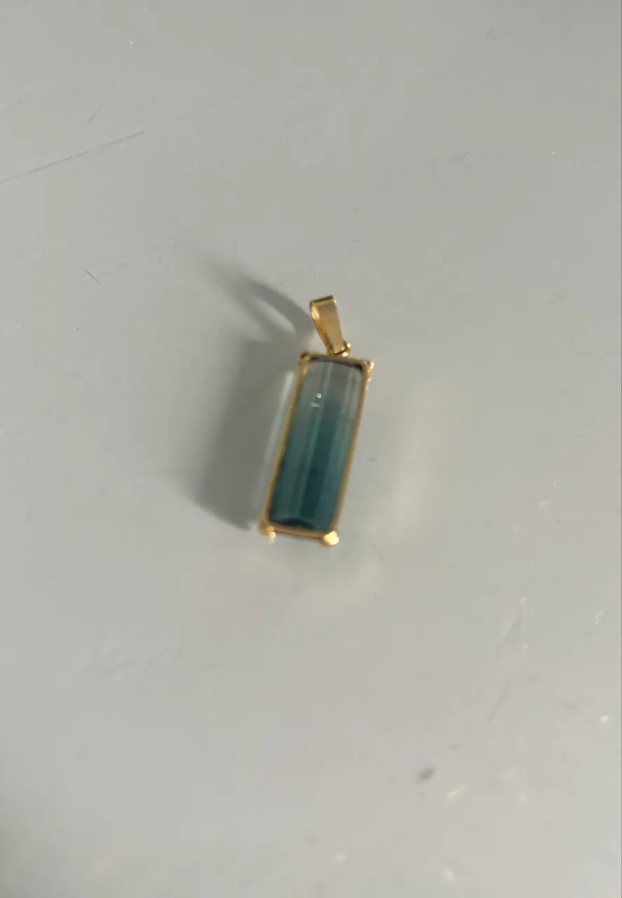 pingente turmalina bicolor ouro 18k