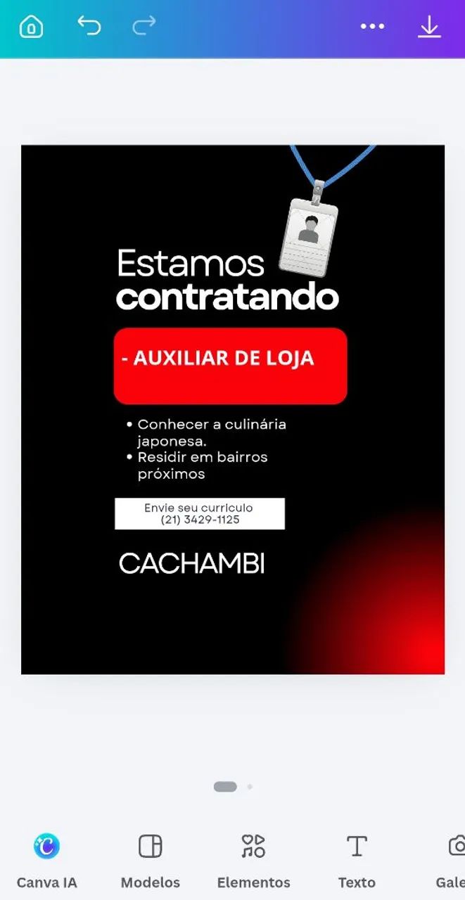 VAGA ABERTA: AUXILIAR DE LOJA