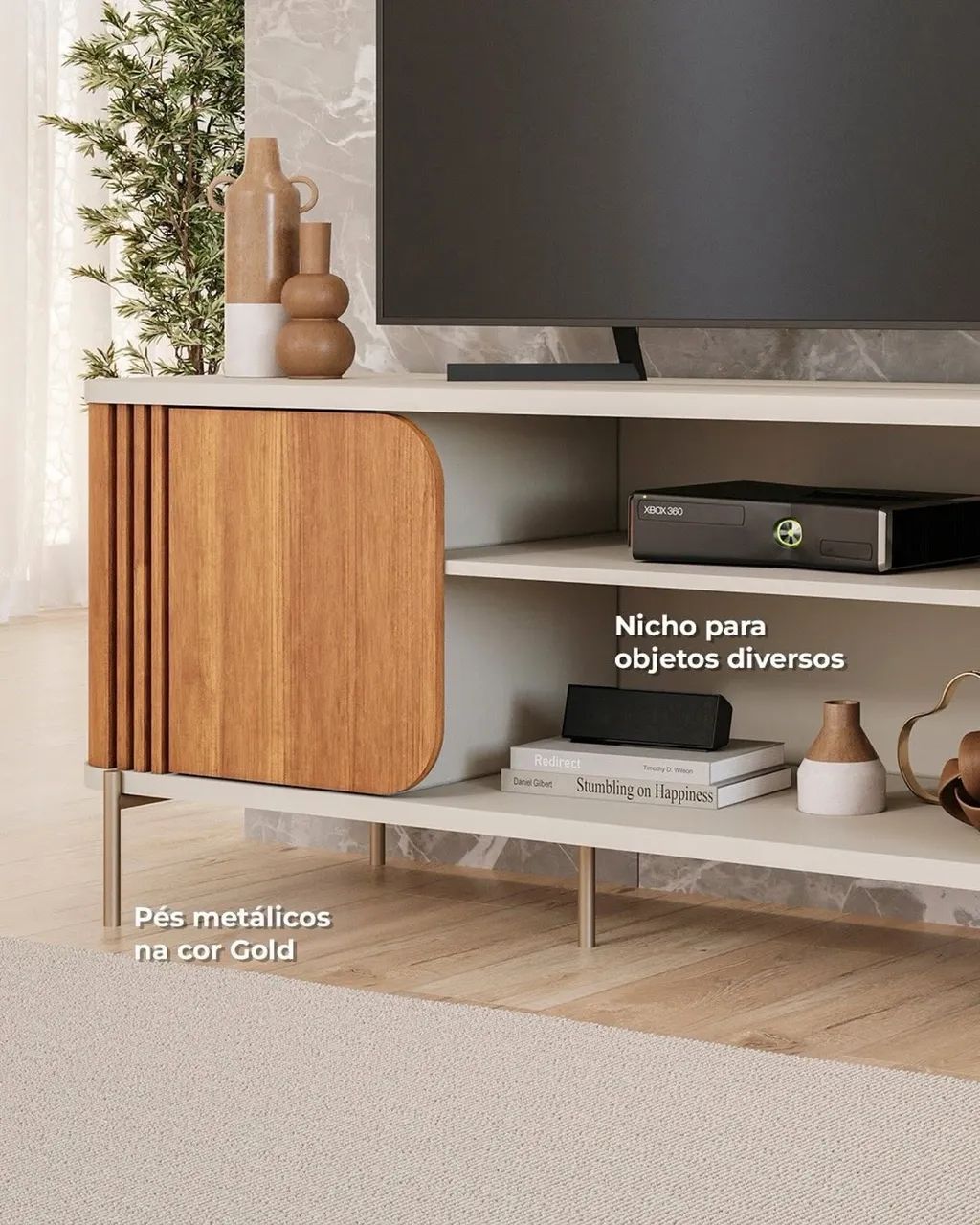 Rack Chicago Permobili 100% MDF, ideal para TVs até 65 Polegadas - Entrega Imediata - Foto 3