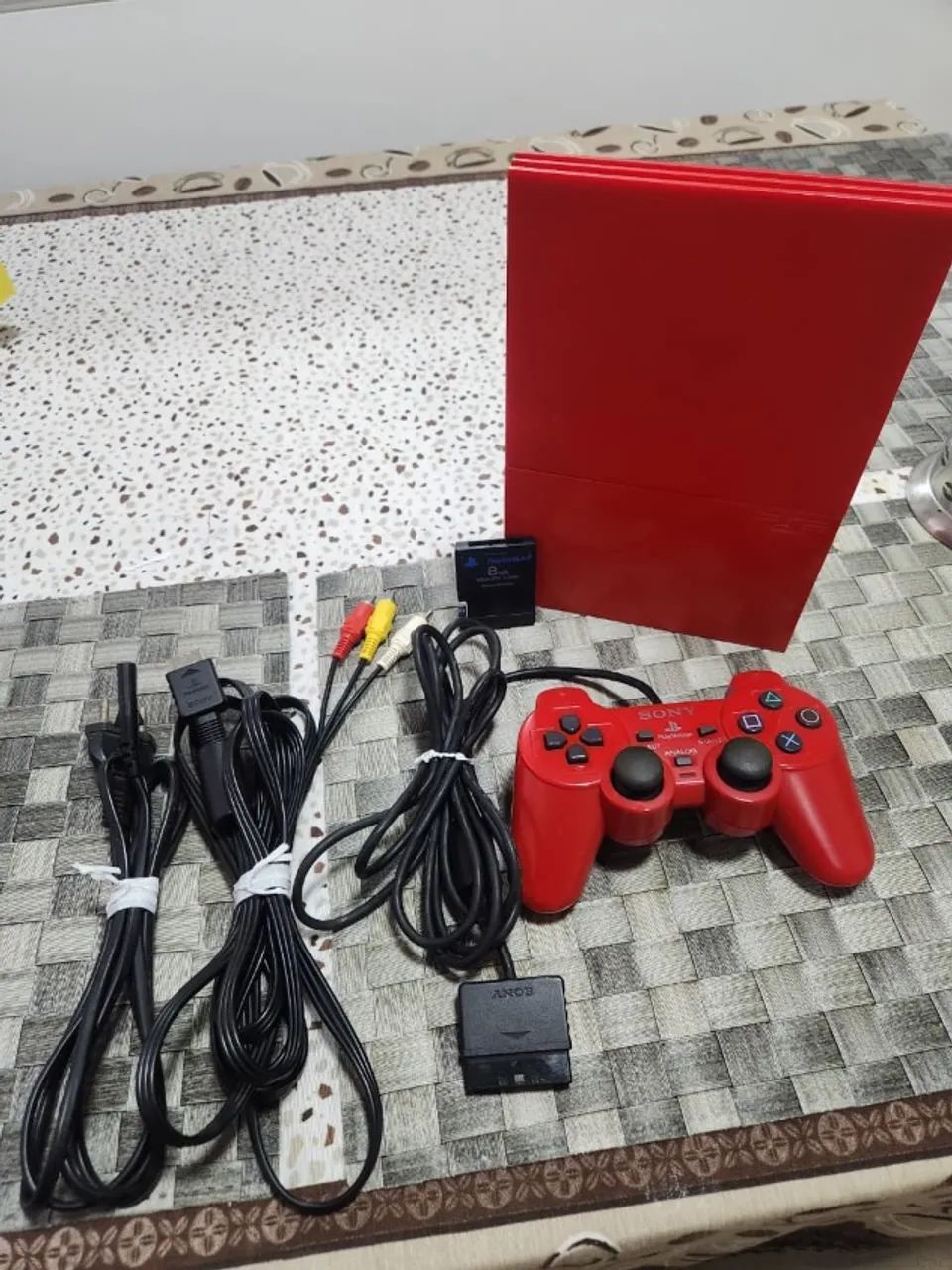 PlayStation 2 Slim Cinnabar Red SCPH-90006 + Controle Original +