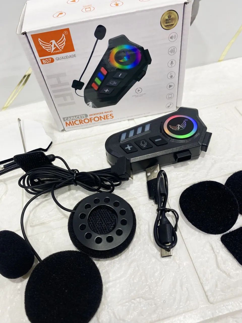 FONE COM MICROFONE PARA CAPACETE DE MOTOCICLETA