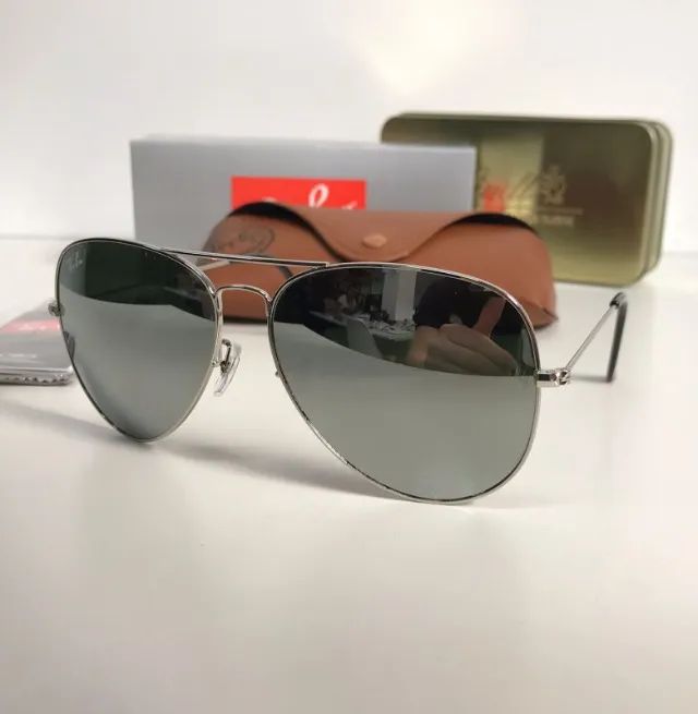 óculos de sol ray ban aviador prata - Foto 3