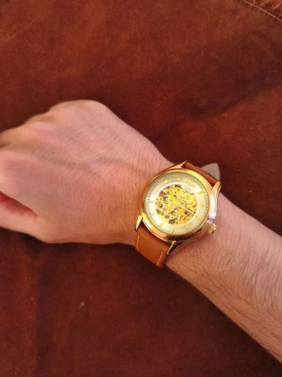 Relógio Technos Masculino Automatico Dourado - Foto 2