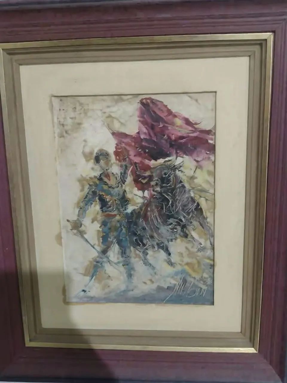 Tela pintada a óleo com relevo