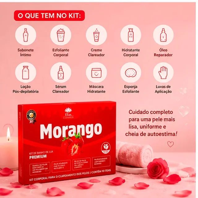 Kit Banho De Lua Morango Ellas Cosméticos 10 Itens - Cm0043 - Foto 5