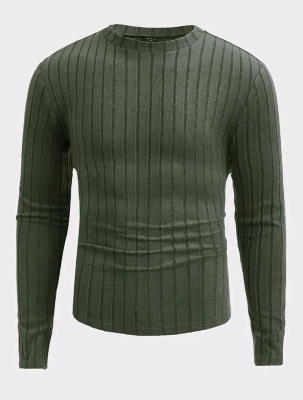 Camiseta com Nervuras Verde Militar Manfinity
