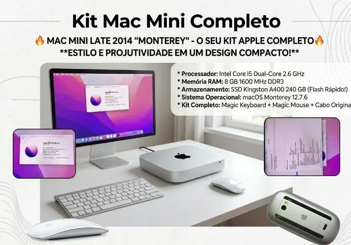Macデスクトップ Mac mini i5 8GB 480GB SSD Late 2014 Kit Mac Mini Completo (Late 2014) Intel i5 + 8GB + SSD