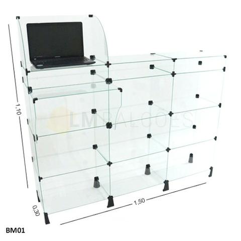 Balcão caixa de vidro 1,50 x 1,10 x 0,30 frete gratis SP