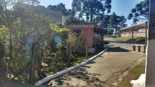 Terreno de esquina com casa de madeira