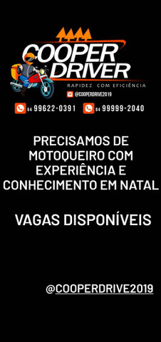 Vagas para natal . Uma cooperativa de motoboy.