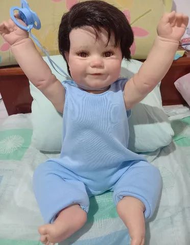 Bebê Reborn Menino Kit Abigail Para Banho Cabelo Fio A Fio