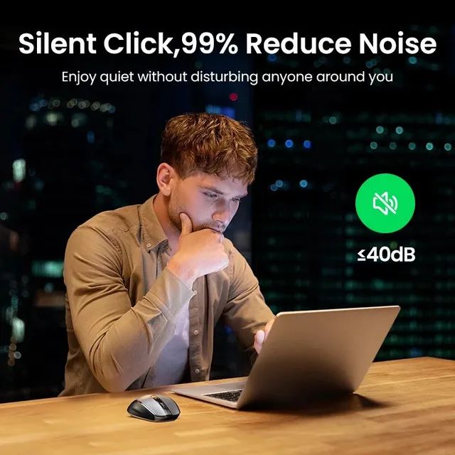 Mouse Ugreen Silencioso e ergonômico sem fio 2.4G - Foto 4