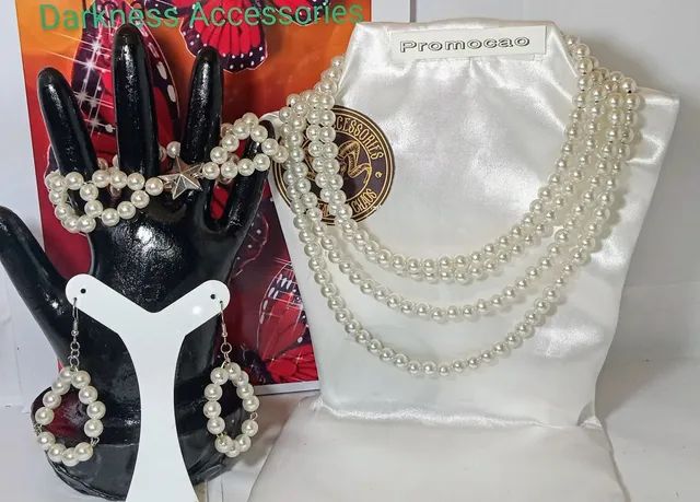 Conj Colar pérolas 4 em 1 + Pulseira+Brinco pra noiva ,debutante 