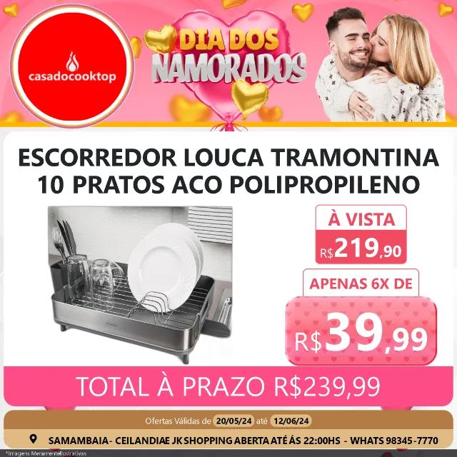 Escorredor louca tramontina 10 pratos  aco / polipropileno