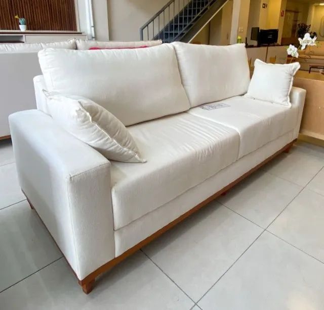 sala sofa living 3 lugares linho ou veludo 