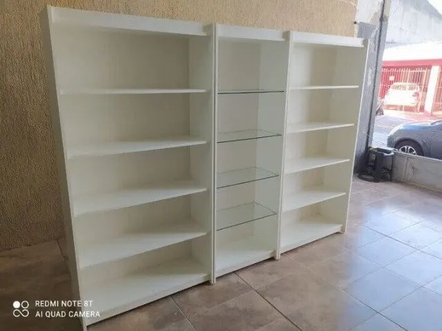Estante Prateleiras Expositor Vidro Branco 100 % MDF