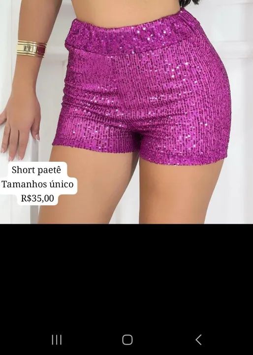 Short Paetê Rosa