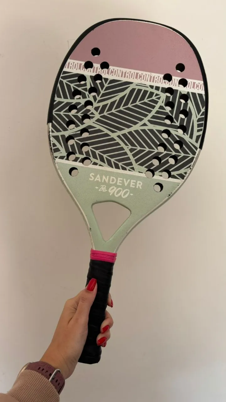Raquete Beach Tennis Sandever 900, coleção Rafa Miller, carbono 12k com grip