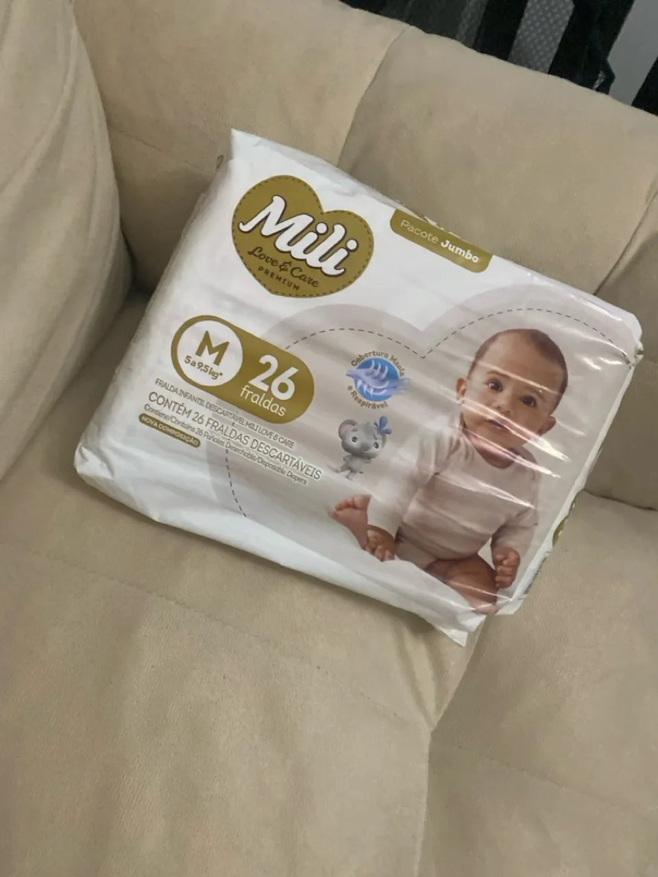Pacote de Fraldas Mili Love & Care M - 26 unidades