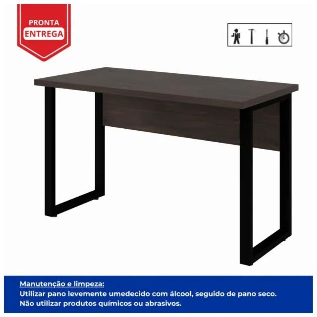 Mesa Escritório Pé Quadro 1,20×0,60m Sem Gavetas Marsala/Preto Modelo 25469 - Foto 3