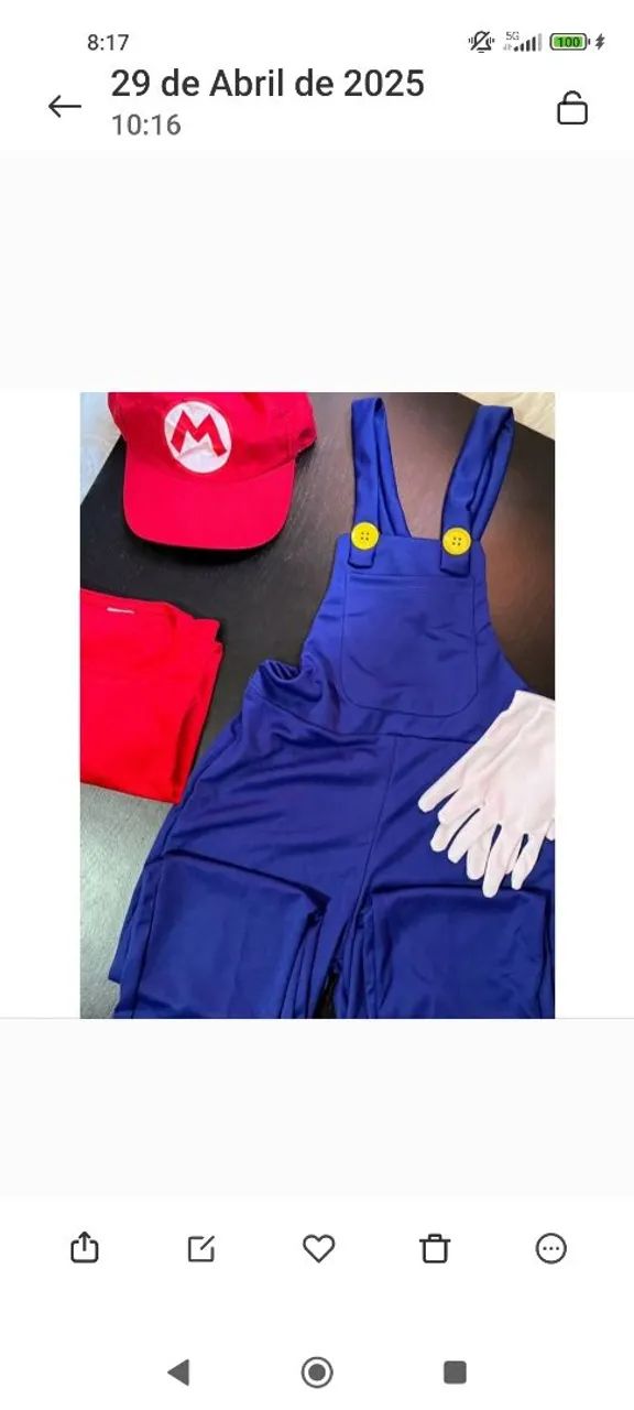 Fantasia Mario Bros - Tamanho G - 5 a 6 anos - Foto 2