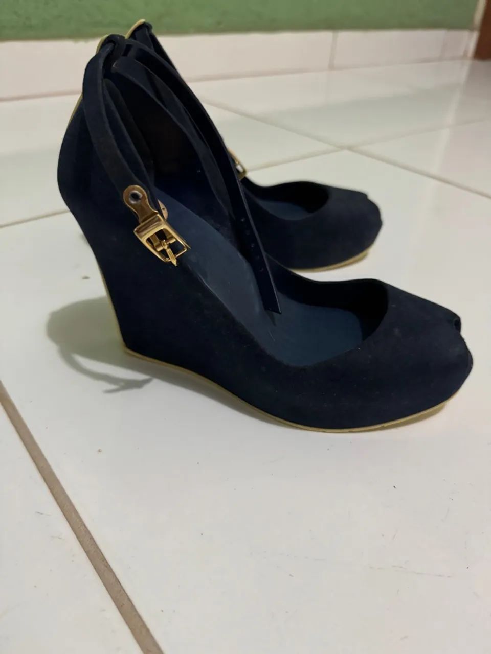 Sandália plataforma Melissa azul 33/34