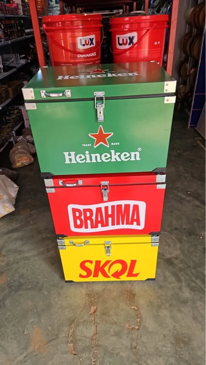 Lindas caixas térmicas Heineken, Brahma e Skol