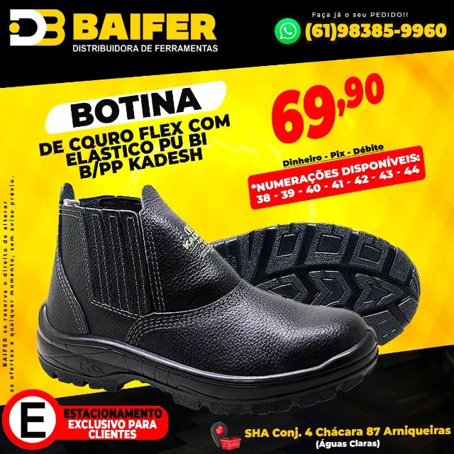 Botina de Couro Flex Com Elástico PU BI B/PP Kadesh