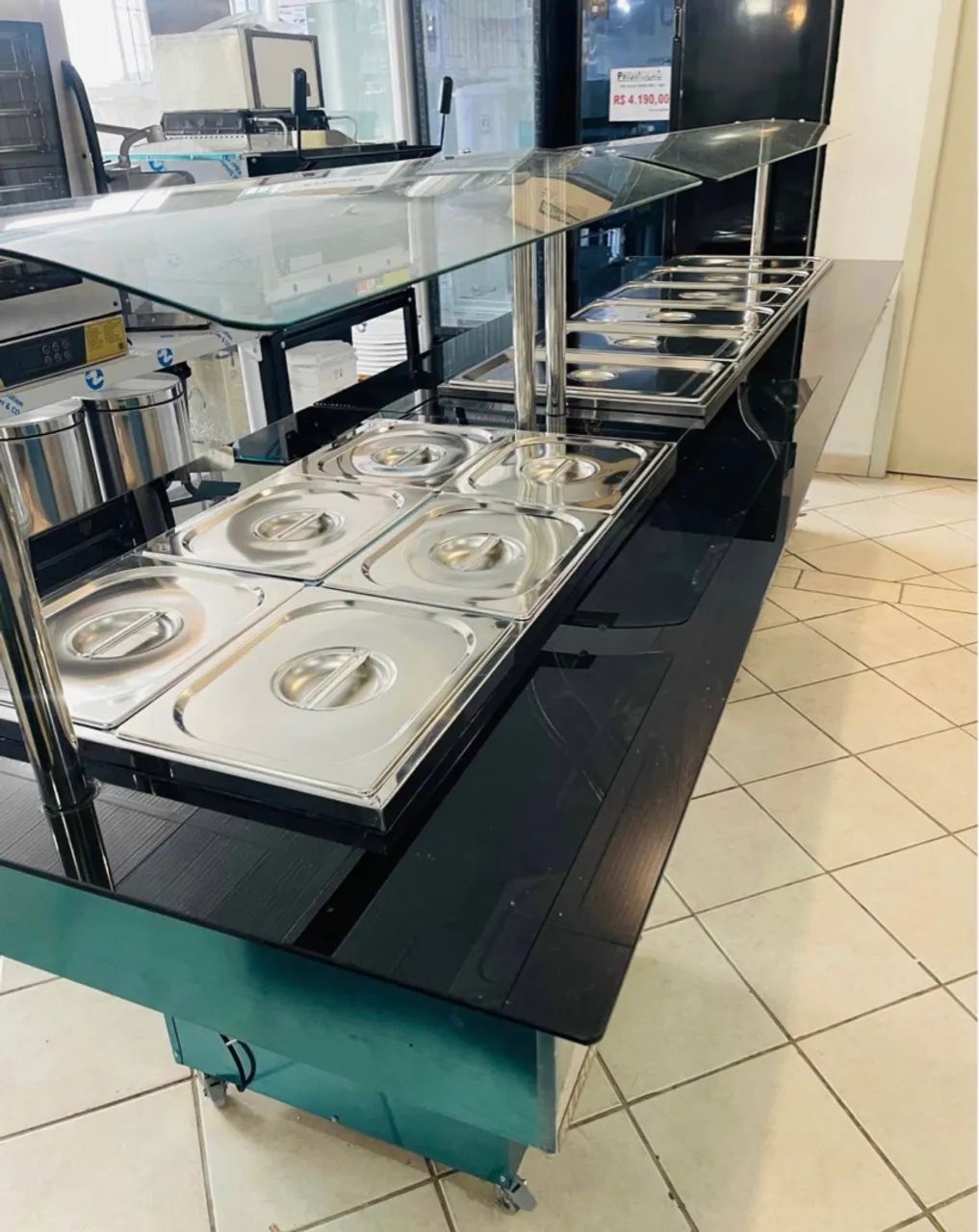 MB Conjunto de buffet Térmico e Refrigerado completo com Cubas e tampas 