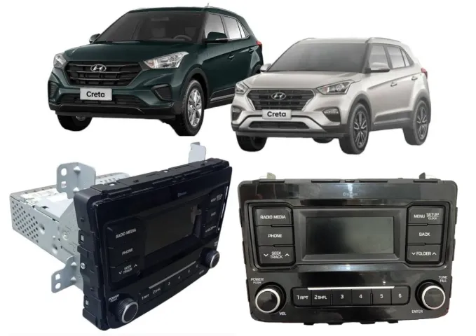 Rádio Bluetooth Hyundai Creta 2016 A 2022 ORIGINAL, com moldura original.