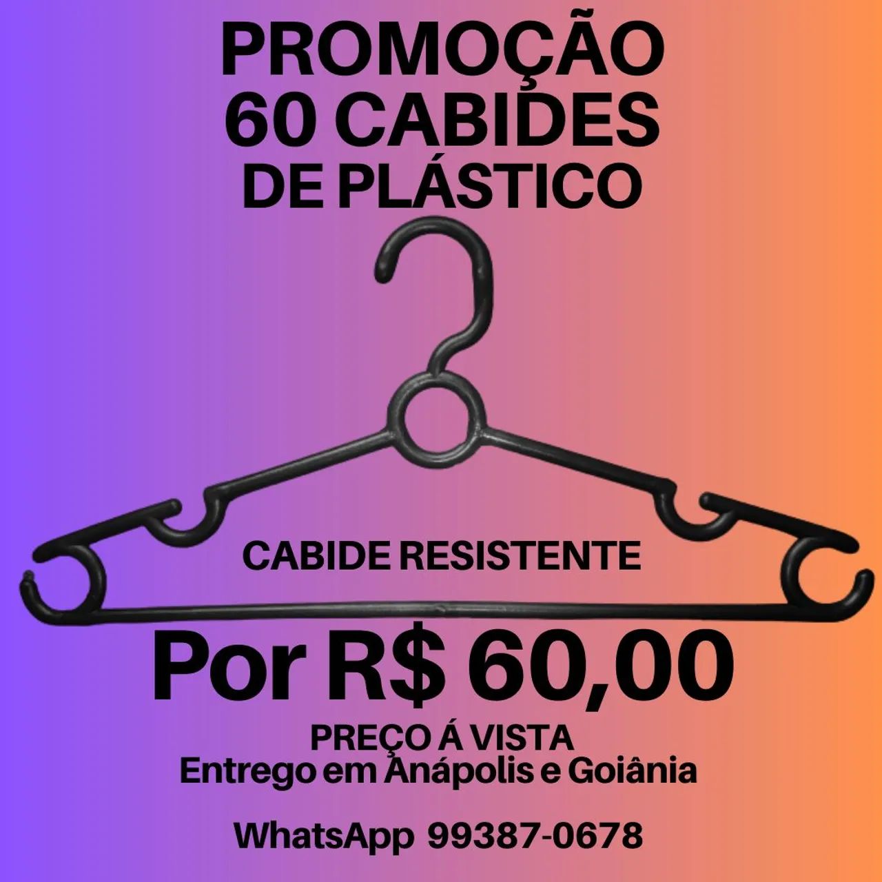 60 Cabides de Plástico - Promoção Imperdível!