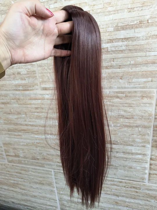 Peruca para boneca BJD ou Pullip castanho escuro lisa - Foto 4