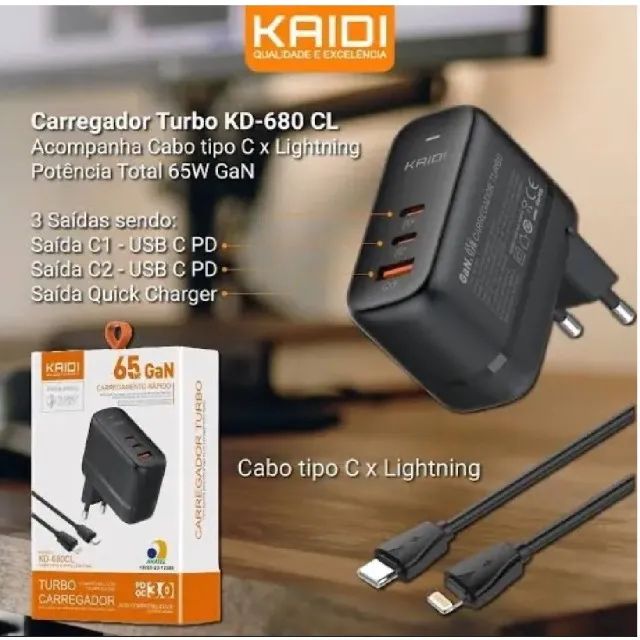 Carregador Super Turbo GaN 65w Usb-C - Compativel Notebook Pd PPS iPhone 15, 16 e Drones - Foto 2